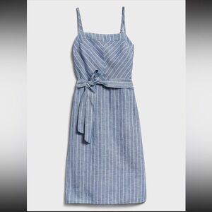 NWT Banana Republic Factory Blue and White Striped Dress, 100% natural fibers